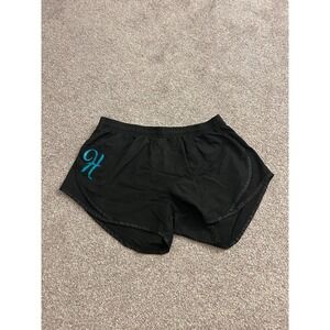 Soffe Low Rise Athletic Shorts Junior Small Black Teal H Logo Excellent Running